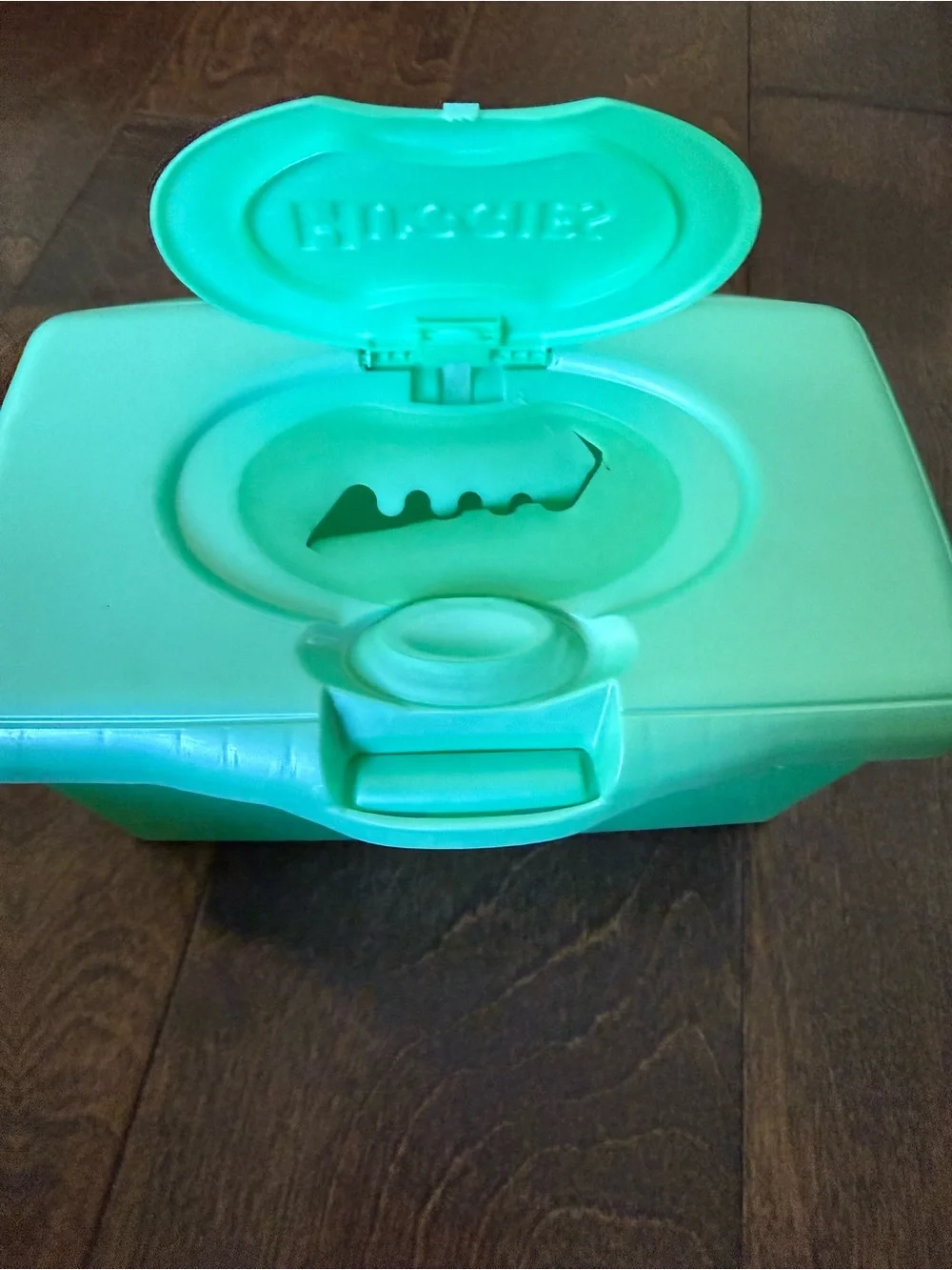 Vintage Huggies Large Green Empty Refillable Pop-Up Baby Wipes Container